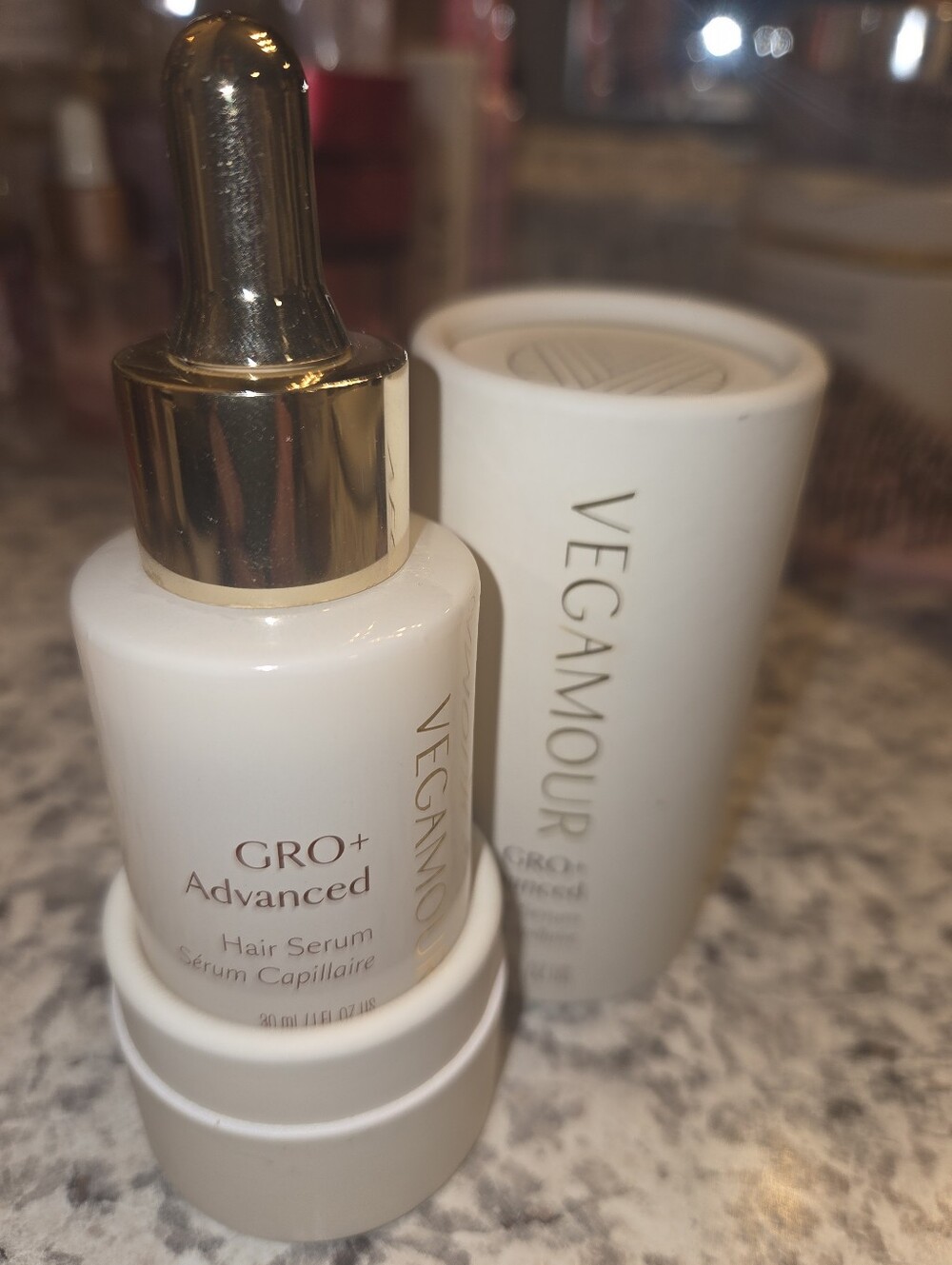 Vegamour GRO+ Advanced Hair Serum – White & Gold